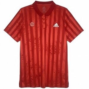 Adidas Polo Shirt Mens 2XL Red Freelift Primegreen Vertical Stripes Aeroready